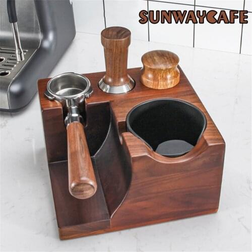 51/53mm Walnut Wood Coffee Filter Tamper Holder Espresso Tamper Mat Stand Coffee Maker Support Base Rack Coffee Accessories