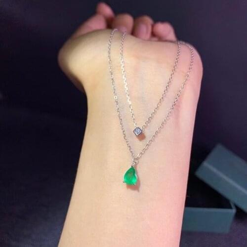 Lovely grace water drop 5*7mm Natural green Emerald Necklace natural gemstone Pendant Necklace S925 silver girl party Jewelry