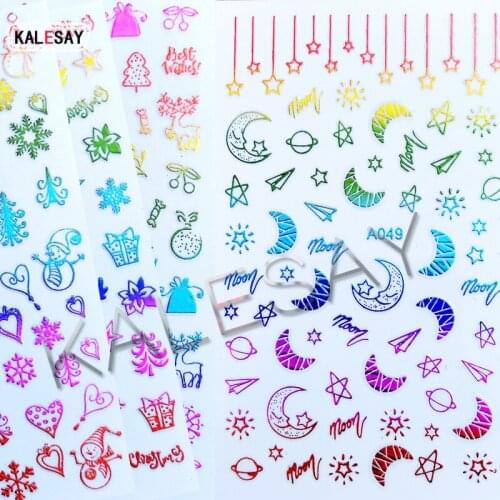 Merry Christmas Nail Art Sticker Dream Color Decoration Nail Sticker Decal Red Gold Silver Manicure Glue Nail Decals Designer