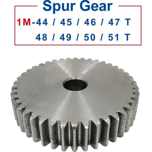 1 Piece spur Gear 1M44/45/46/47/48/49/50/51T rough Hole 6/8mm pinion gear 45#carbon steel Material motor gear Total Height 10mm
