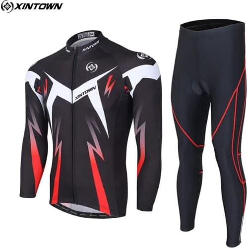 XINTOWN Cycling Jersey Winter Long Sleeve Mens Sets Bike Clothes Thermal Fleece Roupa De Ciclismo MTB Bicycle Clothing Bib Pants