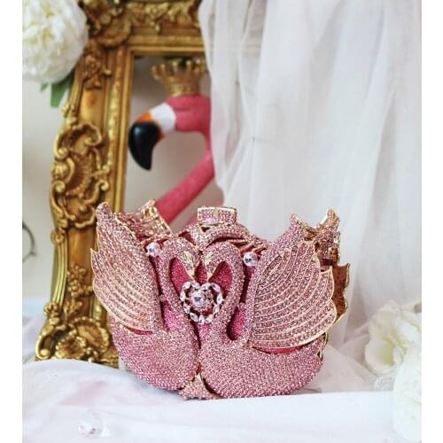 High Quality Crystal Evening Purse Red Wedding Clutch blue Women’s Shoulder Diamond Handbag Female Rhinestone Mini Clutches pink