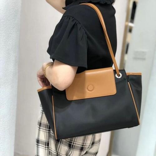 Capacity Totes Women Big Bag Genuine Leather Patchwork Canvas Handbag Packing Ladies Shopping Bags Office Panelled Shoulder Bag
