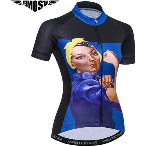 Weimostar Team Blue Cycling Jersey Women Downhill Bike Jersey Quick Dry Cycling Clothing Short Sleeve mtb Bicycle Jersey Shirt