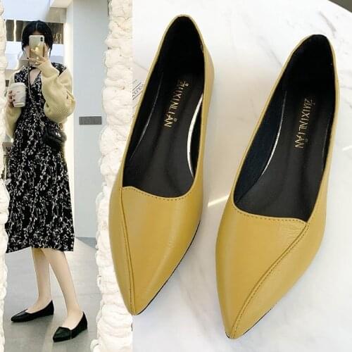 LLOGAI 2021 New Womens Shoes Flat Heel Soft Sole Comfortable And Versatile Shallow Pointed Shoes