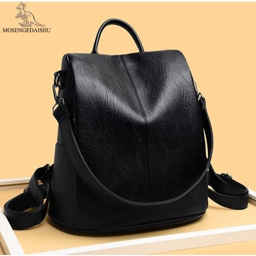 3 In 1 Women Leather Backpack Designer Brand Anti-theft Backpack Fashion Female Shoulder Bag Lady Casual Book Bag Mochila Mujer