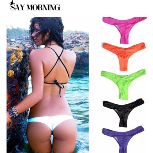 SAY MORING Classic Cut Short Bottoms Biquini Swim Ladies Swimsuit Women Briefs Bikini Bottom Side Ties Brazilian Thong Swimsuit