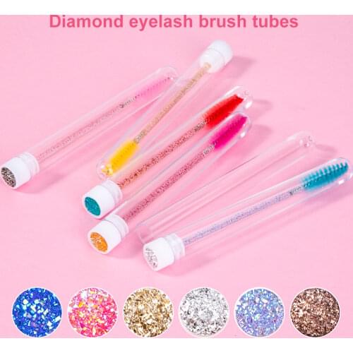 10/20pc Replaceable Eyelash Brush for Eyelash Extension Disposable Eyebrow Brush Tube Sparkling Broken Diamond at bottom Make up