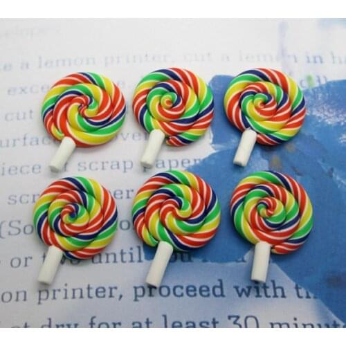 10Pcs Resin Colorful Lollipop Crafts Flatback Cabochon Scrapbooking Decorations Fit Hair Clips Embellishments Beads Diy