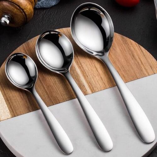 3pcs/set 3 Size 304 Stainless Steel Spoon New Deepened Round Bottom Spoon Household Spoon Children Spoon Hotel Spoons Tableware