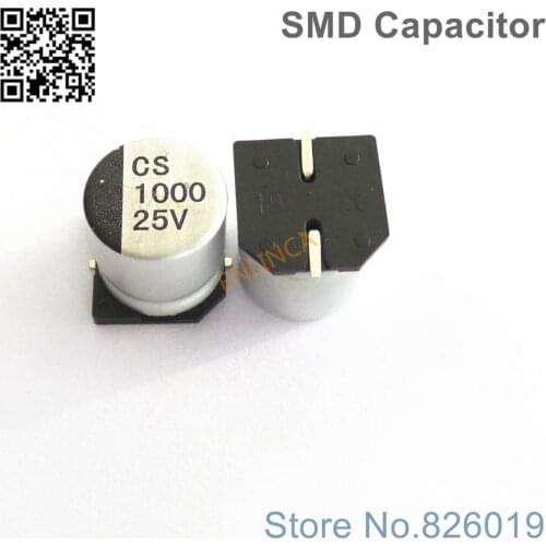 50pcs/lot 25v 1000uf SMD Aluminum Electrolytic Capacitors size 12.5*13.5 1000uf 25v