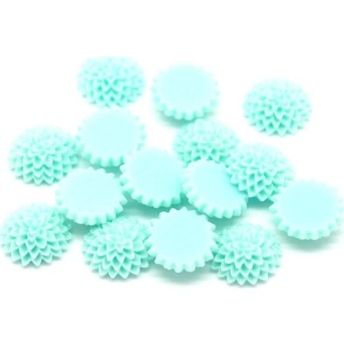 50Pcs Sky Blue NOT Hole 15x6mm Resin Flowers Loose Beads Flatback Cabochon Scrapbooking Jewelry Finding Making DIY Accessories