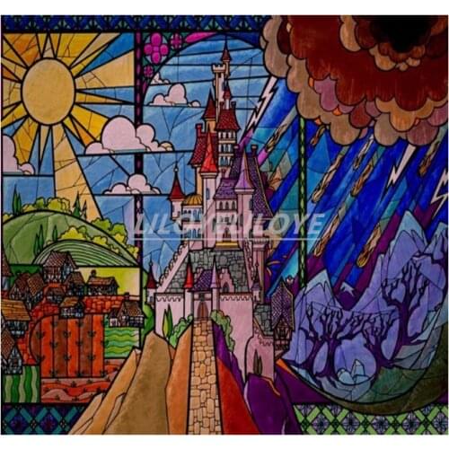 5D Diamond Painting Beauty and The Beast Castle Cartoon Diamond Embroidery Cross Stitch Rhinestone Mosaic Full Wall Decor FG1314