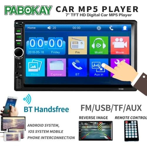 7018B Double 2 Din Car Video Player 7 inch Touch Screen Multimedia player MP5 USB FM Bluetooth Support Rear View Camera