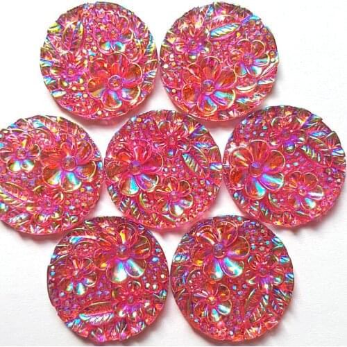 A+++ QUality Big Round 30mm Bright Pink Flower Surface Loose Rhinestones Strass Crystal For Sewing Wedding Dress Costumes Crafts