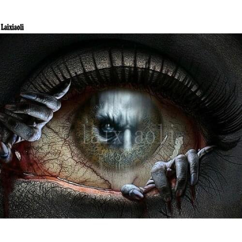 Home Decorative Diy Diamond Painting devil eye skull Cross Stitch Horror Halloween Needlework Full Square 5D Diamond Embroidery