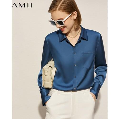 Amii Minimalism Summer Womens Tops Elegant Blouse For Women Office Lady Button Solid Loose Casual Shirts Female Blouses 12140307