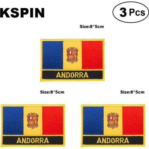 Andorra Rectangular Shape Flag patches embroidered flag patches national flag patches for clothing DIY Decoration