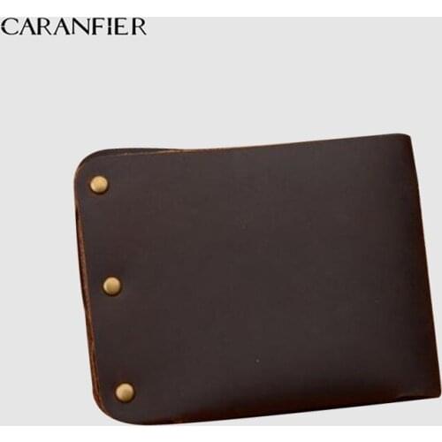 CARANFIER New 100% Cow Genuine Leather Men Wallets Crazy Horse Leather Purse Dollor Price Carteira Masculina 123 Free Shipping