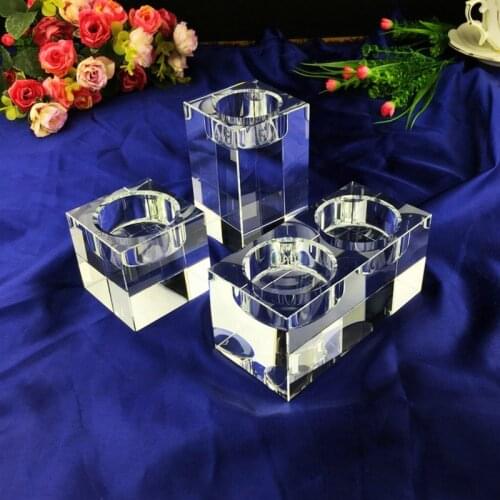 Pure Quadrate Crystal Candle Holder K9 Crystal Candlestick For Romantic Candlelight Decoration Home Decoration