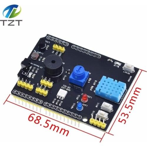 DHT11 LM35 Temperature Humidity Sensor Multifunction Expansion Board Adapter For Arduino UNO R3 RGB LED IR Receiver Buzzer I2C
