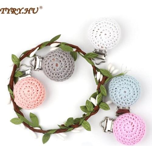 TYRY.HU 5pcs Wooden Pacifier Clip Necklace Pendants Accessories Teething Beads Clip Clasps DIY Tool Teether Toy Baby Products