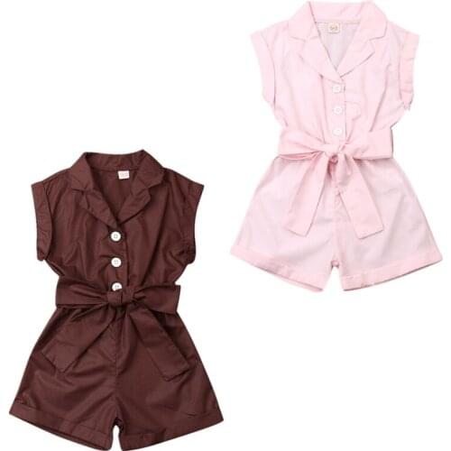 1-6Years Baby Girl Kid Sleeveless Bow Romper Bodysuit Pants Summer Playsuit Clothes