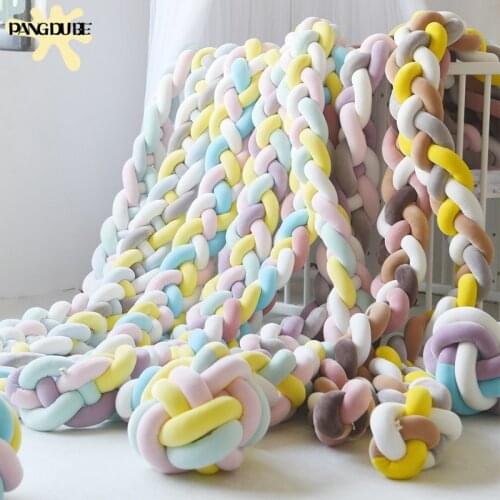 1m/2m/3m Baby Crib Protector Bumper Baby Room Decor Long Knotted Bumper for Baby Bed Plush Cot Protector Girl Room Decoration