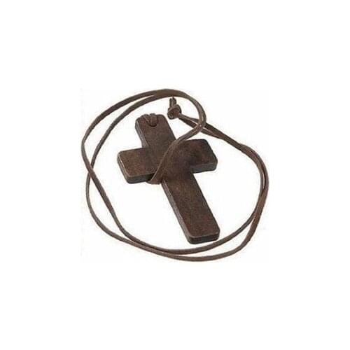 JETTINGBUY Fashion Jewelry Women Ladies Retro Wooden Cross Pendants Leather Necklace For Sale 1PC Party Favor