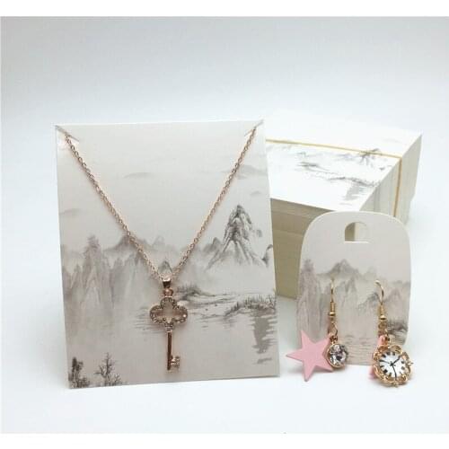 100Pcs New Fashion Paper Necklace Cards Chinese Ink And Wash Earring Card For Jewelry Set Necklace Pendant Earring Packing Cards
