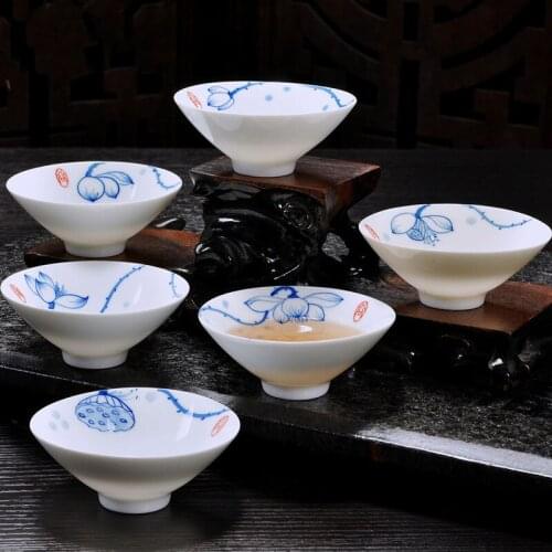 Ceramic zen lotus tea cup accessories drinkware handpainted fish cup porcelain creative cups for Pu'er / green tea