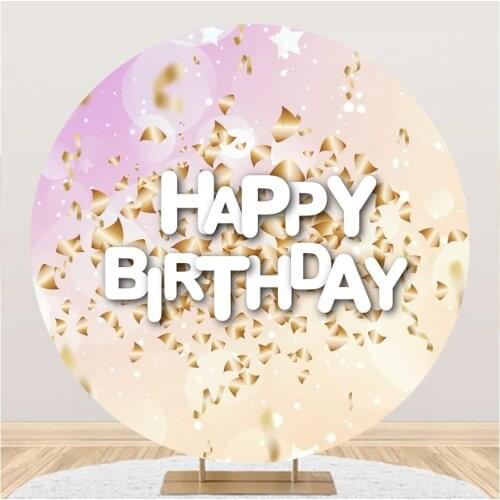 Happy Birthday Customized Ribbon Round Backdrop Photography Supplies Circle Party Background Studio Decoration Poster