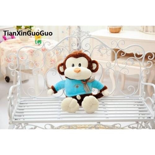 Stuffed toy large 65cm cartoon brown monkey plush toy with blue cloth soft doll , throw pillow birthday gift h2988