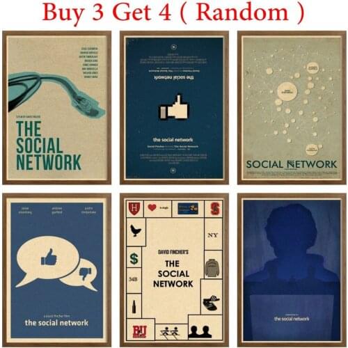 The Social Network Art Print Wall Sticker photograph kraft paper Decal Art Printing posters & prints For Cafe Bar Decor42X30cm