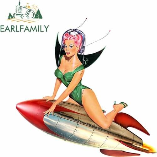 EARLFAMILY 13cm x 12.9cm For Space Pin Up Car Stickers Waterproof Decal Occlusion Scratch Sunscreen Car Accessories Decoration