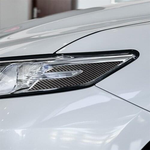 Interior Decoration Headlight Cover Frame Trim Carbon Fiber Stickers for Toyota Camry 8 2018-2019 Car Decal Assessories 2pcs