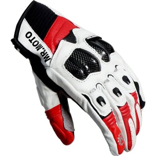 Newest Premium Leather Racing Gloves Carbon fiber Protective Night Reflective Durable Motorbike Motocross Sports Gear Gloves