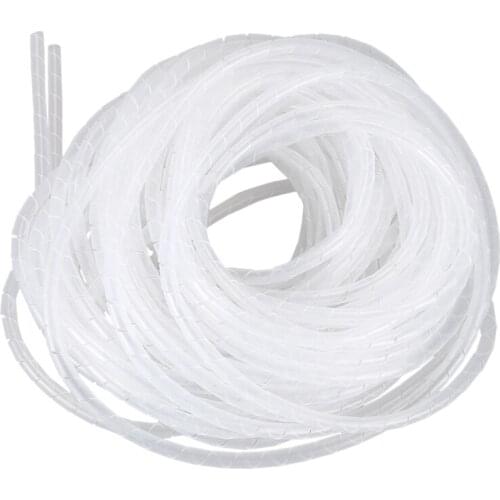 Cable Wire Organizer Manager Spiral Wrap Band 6mm Dia 15M Length White