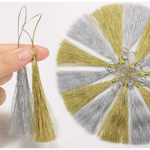 32PCS Gold silk Silver Tassels fringe Polyester pendant Bookmark Jewelry Accessories for Craft DIY Curtains Clothes Decorative