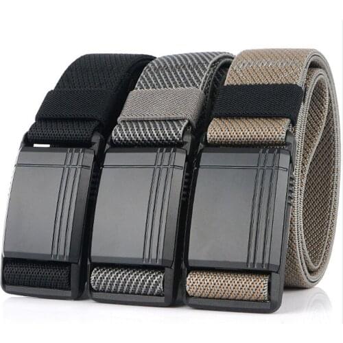 DHL 50Pcs Elastic Belt For Men Slide Metal Magnetic Buckle Adjustable Male Trousers Belts Military Combat Tactical Belts