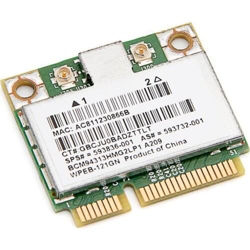SSEA Wholesale New for Broadcom BCM94313HMG2LP1 wireless Wifi 802.11 b/g/n half mini pci-e card for HP SPS 593836-001