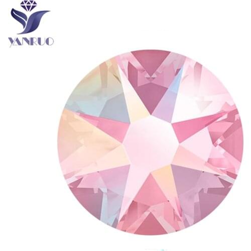 YANRUO 2088NoHF 8 Big 8 Small Light Rose Plating AB Face Non Hotfix Rhinestone For Needlework And Handicrafts Dress
