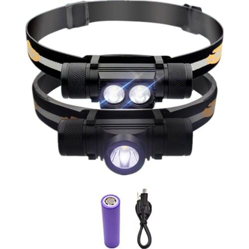2 LED Waterproof Headlight XML Light Bulb Head Lamp Fishing Flashlight Forehead 18650 Battery Camping Head Light Torch