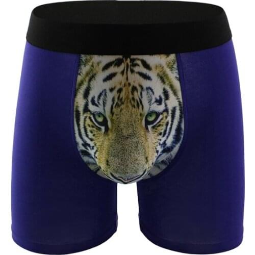 Men Long Boxer 3D Print Tiger Men Underwear Boxer Shorts Panties Man Natural Cotton Big Size Sexy Comfortable and Soft Boxers