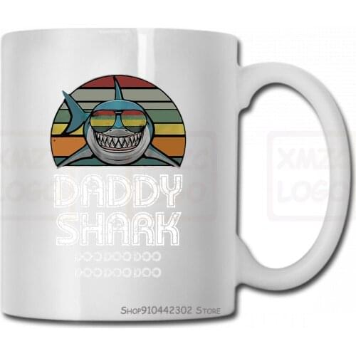 Vintage Effect Daddy Shark Doo Doo Doo Baby Outdoor Mug Cup Mens Tee Shirt Homme Print Tops Tees