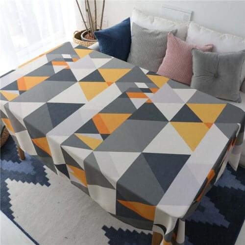 Waterproof Rectangle Dining Table Cloth Black Blue Geometric Table Cover for Wedding Party Kitchen Tablecloth Polyester Fiber