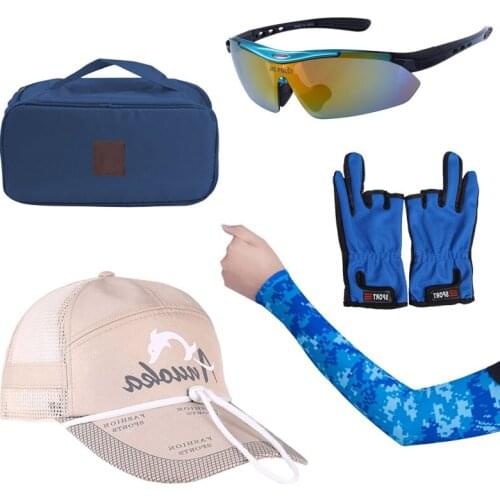 All-in-One Summer Sunshield Package Hat Cap Polarized Sunglasses Fishing Gloves UV protection Arm Sleeve Outdoor Sports Sunshade