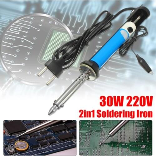 WENXING High Quality 2in1 30W 220V Soldering Iron PCB Solder Sucker Desoldering Vacuum Pump Welding Tool