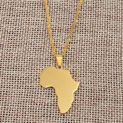WTLTC Gold Color Map Shaped Pendant Necklaces for Women Personalized Custom Layered Necklace Charms Choker Statement Jewelry