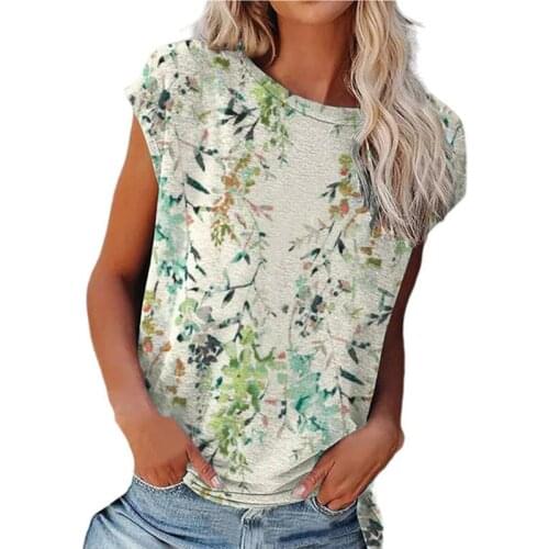 2021 Summer Vintage Floral Print Shirt Women Casual O Neck Short Sleeve Pullover Tops Ladies Elegant Loose Fashion Streetwear
